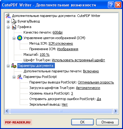 Виртуальный принтер CutePDF Writer 2.71